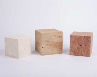 Travertine Cube, 4.3-4.7 Inch Marble Cube, Travertine Ornament, Marble Ornament, Stone Photo Prop, Primitive Decoration Cube, Stone Base
