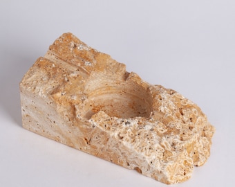 Handmade Beige Travertine Ashtray