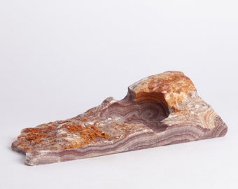 Brown Travertine and Onyx Cigar Ashtray / Cigar Ashtray / Cigar Ashtray / Travertine Cigar Ashtray / Cigar Holder / Raw Marble Ashtray
