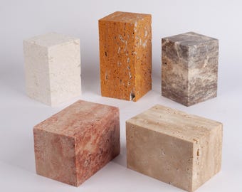 Natural Travertine Rectangle, Stone Photo Prop, Primitive Cube