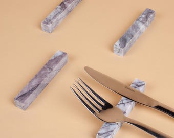 Purple Marble Cutlery Rest Set 6pcs, Marble Cutlery Rest Set, Marble Cutlery Rest