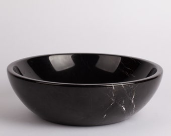 Handmade Black Marble Serving Bowl Home Decor