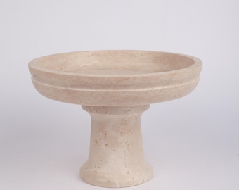 Handgemachte Beige Travertin Sockel Schüssel Naturstein Dekor