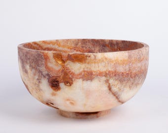 Handgemachte Einzigartige Alabaster Schale, Onyx Schale, Primitive Wohndekoration, Rustikales Wohnaccessoire, Rustikale Schale aus Travertin, Naturstein Schale