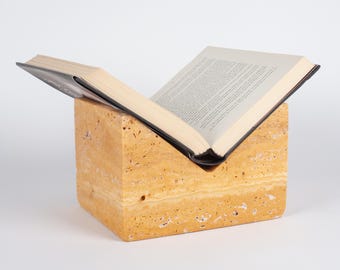 Orange Travertine Bookstand, Rustic library decoration