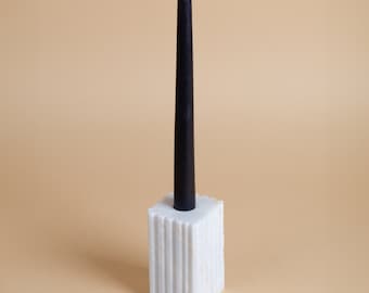 Natural Marble Candlestick Holder: Aegean White Stone, 3.9"