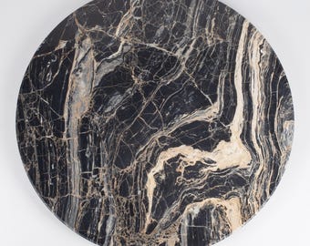 Nero Picasso Marble 24"/ 60cm Table-top, Coffee Table, Round Marble Slab, Stone Table-top