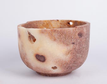 Handgemachte Einzigartige Alabaster Schale, Onyx Schale, Primitive Wohndekoration, Rustikales Wohnaccessoire, Rustikale Schale aus Travertin, Naturstein Schale