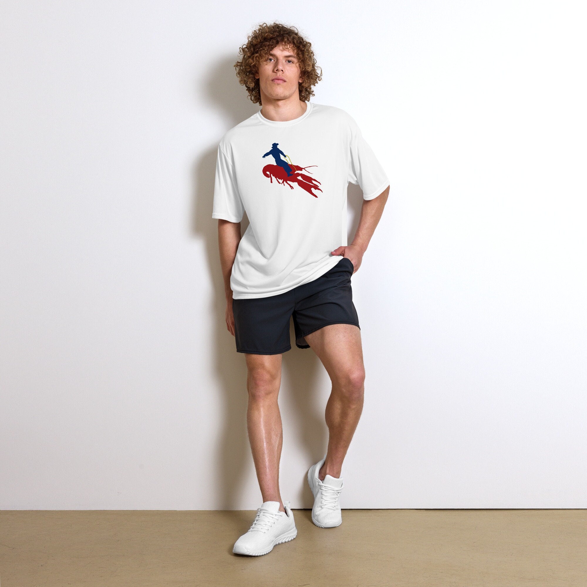 Moisture-wicking - Cowboy Riding Crawfish - Red White Blue Shirt - Etsy