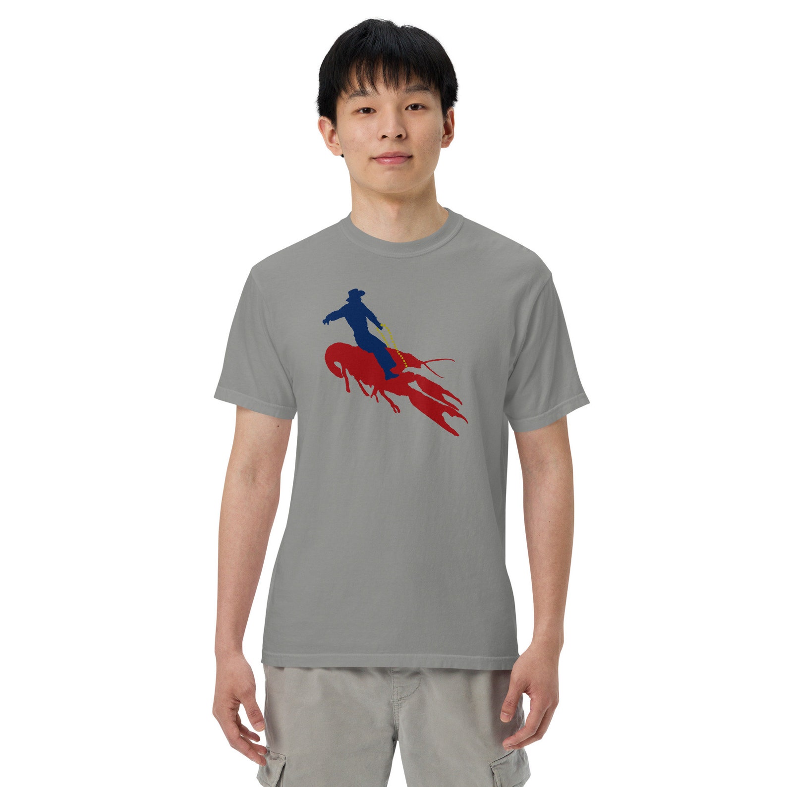 Cowboy Riding Crawfish - Heavyweight T-shirt - Etsy