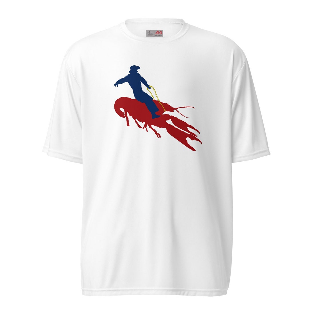 Moisture-wicking - Cowboy Riding Crawfish - Red White Blue Shirt - Etsy