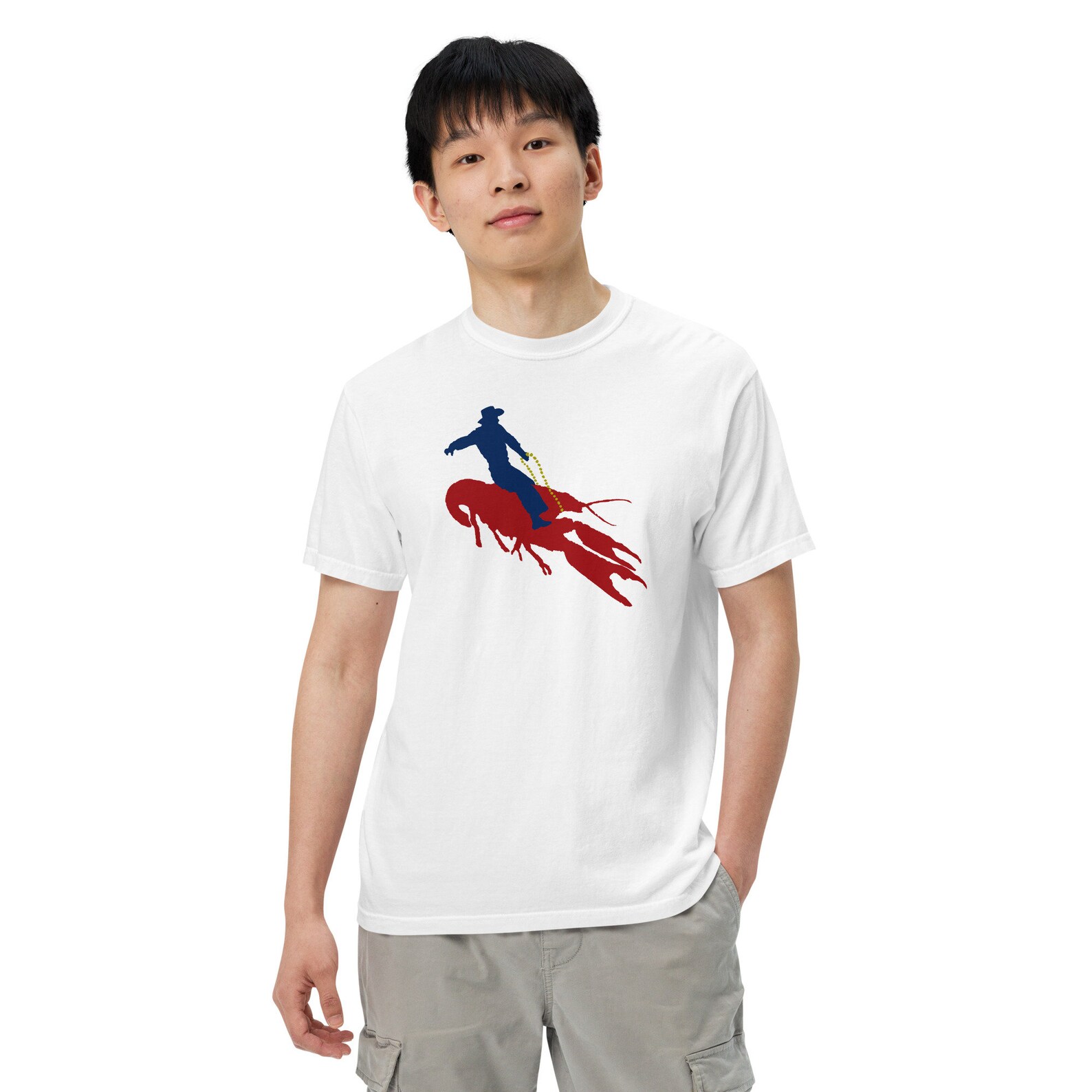Cowboy Riding Crawfish - Heavyweight T-shirt - Etsy