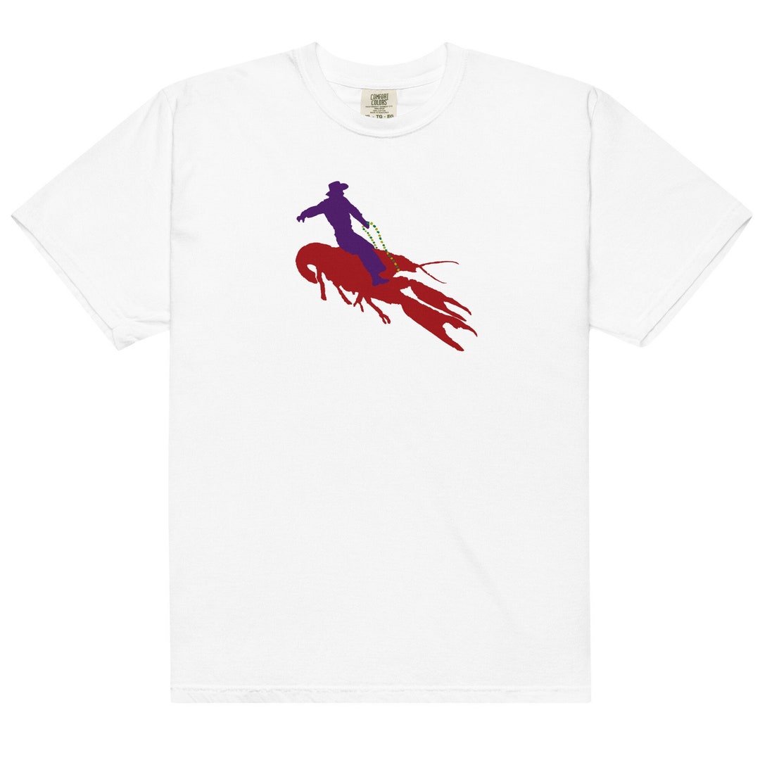 Mardi Gras Cowboy Riding Crawfish - Heavyweight T-shirt - Etsy