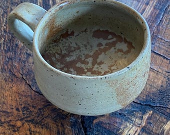 wood-fired pottery stoneware mug for coffee, cocoa, soup, icecream