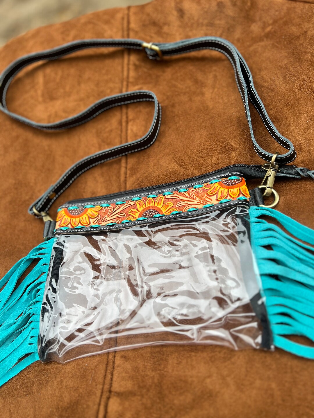 Ladies Darla Clear Wristlet Western Gameday Purse