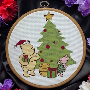 Christmas Winnie the Pooh - Cross Stitch Pattern - Pooh Bear, Piglet, Christmas gift, Christmas crafts, Cute Decor, Gift, Home Decor