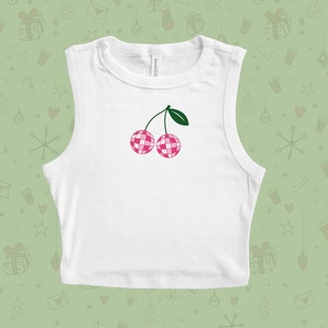Cherries Coquette Crop, Disco cherry baby tee, Cherry Top Womens, Flirt Aesthetic womens, Girl Core