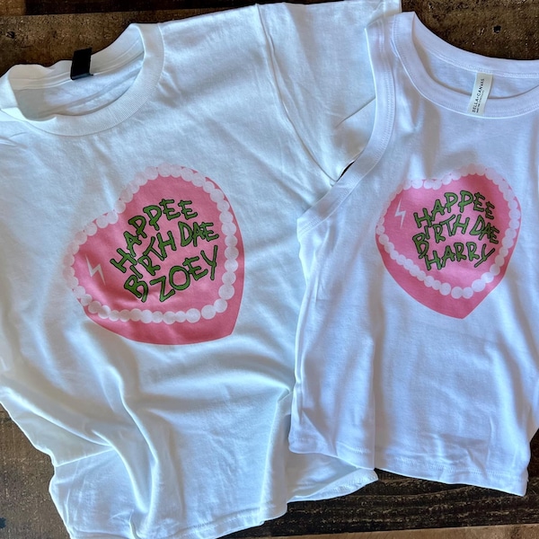 Happy Birthday Baby tee, Custom Cropped Bday Cake coquette, Wizard Universal Womens Pink, your name, Birthday Harr tshirt