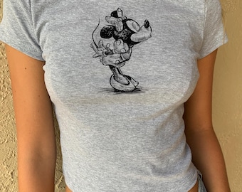 Minnie Sketch Baby Tee, Disneyworld Mouse Tee, Polka Dot Ink WDW Crop Tank, Kissing Mickey 90s Tee, Minnie Vibe Womens Tshirt