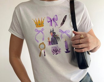 Disney Villain Baby Tee, Cruella Ursula Maleficent 90s baby tee, Womens Disney Evil tee, Coquette Bow Disney