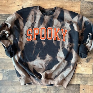 Spooky Halloween Sweatshirt Tie Dye Black