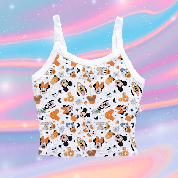 Halloween Mickey Treats Crop Tank, Disney Food Scoop Top, Cute Fall Trick or Treat shirt, Womens WDW Walt Disney tank, Custom Crop shirt