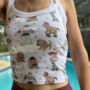 Toy Story Crop Tank, Slinky Dog Scoop tee, Cute Buzz Jessie Tank, Womens Mr. Potato WDW summer tank, Personalize Crop Tee