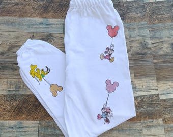 Pantalones deportivos de globos de Disney, pantalones deportivos de Mickey Mouse, pantalones retro de Disney, pantalones de WDW Disneyland, chándal unisex personalizado, pantalones de Minnie y Daisy.