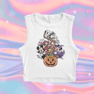 Retro Mickey Friends Trick or Treat Crop Tank, Halloween Mickey Friends Crop Tank, Cute Disney Baby T Minnie, Goofy, Donald & More