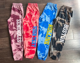 Tie Dye College Sweatpants, Sorority school Gym team pants, logo camp sweatpants, Unisex Sweats, University Personalized, Acceptance gift