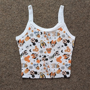 Halloween Mickey Treats Crop Tank, Disney Food Scoop Top, Cute Fall Trick or Treat shirt, Womens WDW Walt Disney tank, Custom Crop shirt