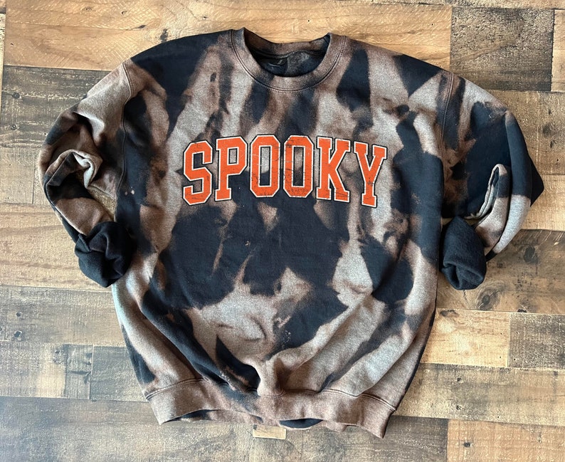 Spooky Halloween Sweatshirt Tie Dye Black