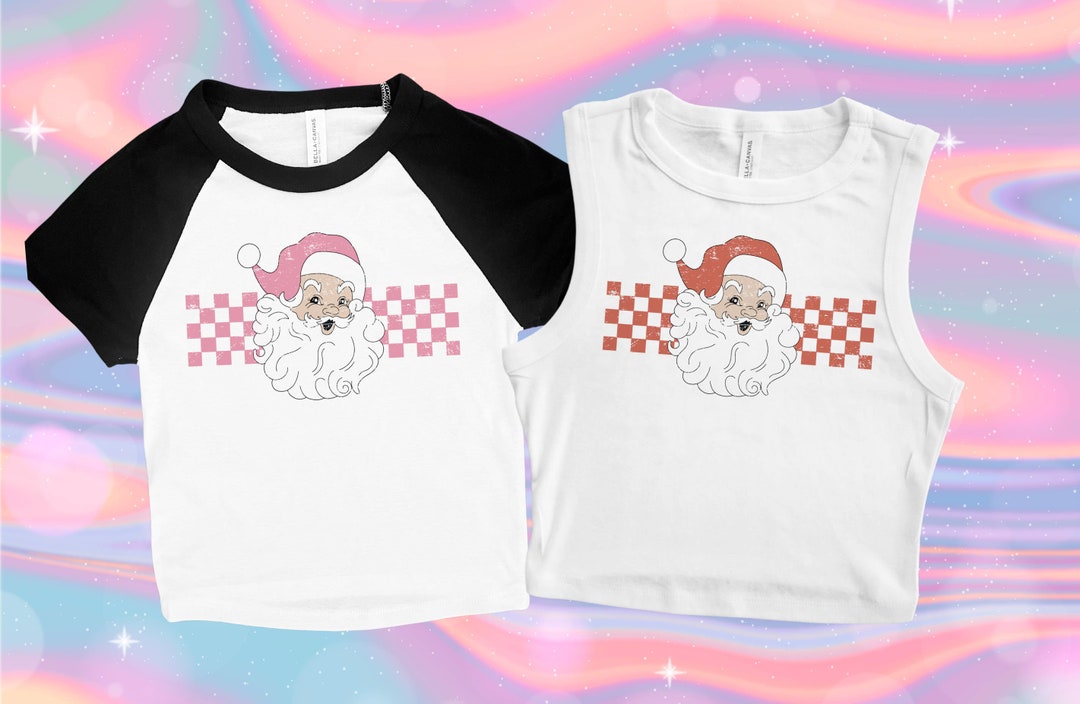 Pink Santa Crop Tank Retro Santa Checkered Gift for Her - Etsy