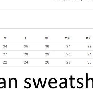 Puede incluir: Tabla de tallas para una sudadera Gildan en pulgadas. La tabla muestra la longitud de la manga, la longitud total del cuerpo y el ancho del cuerpo para las tallas S a 5XL.