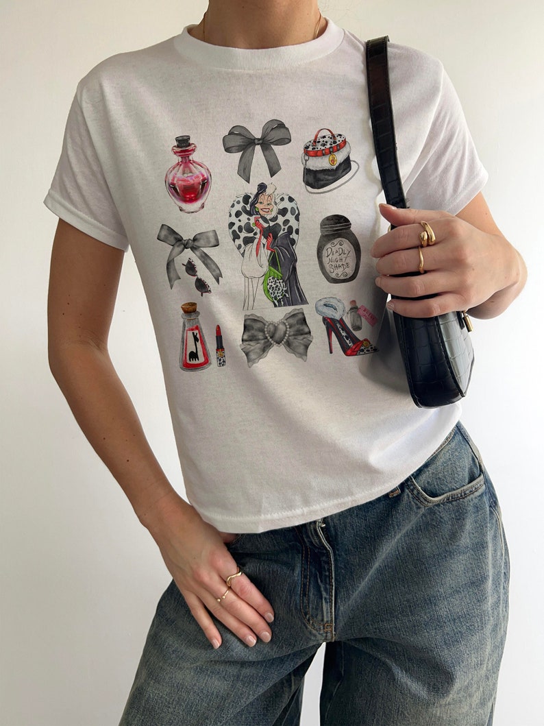 Disney Villain Baby Tee, Cruella Ursula Maleficent 90s Baby Tee, Womens