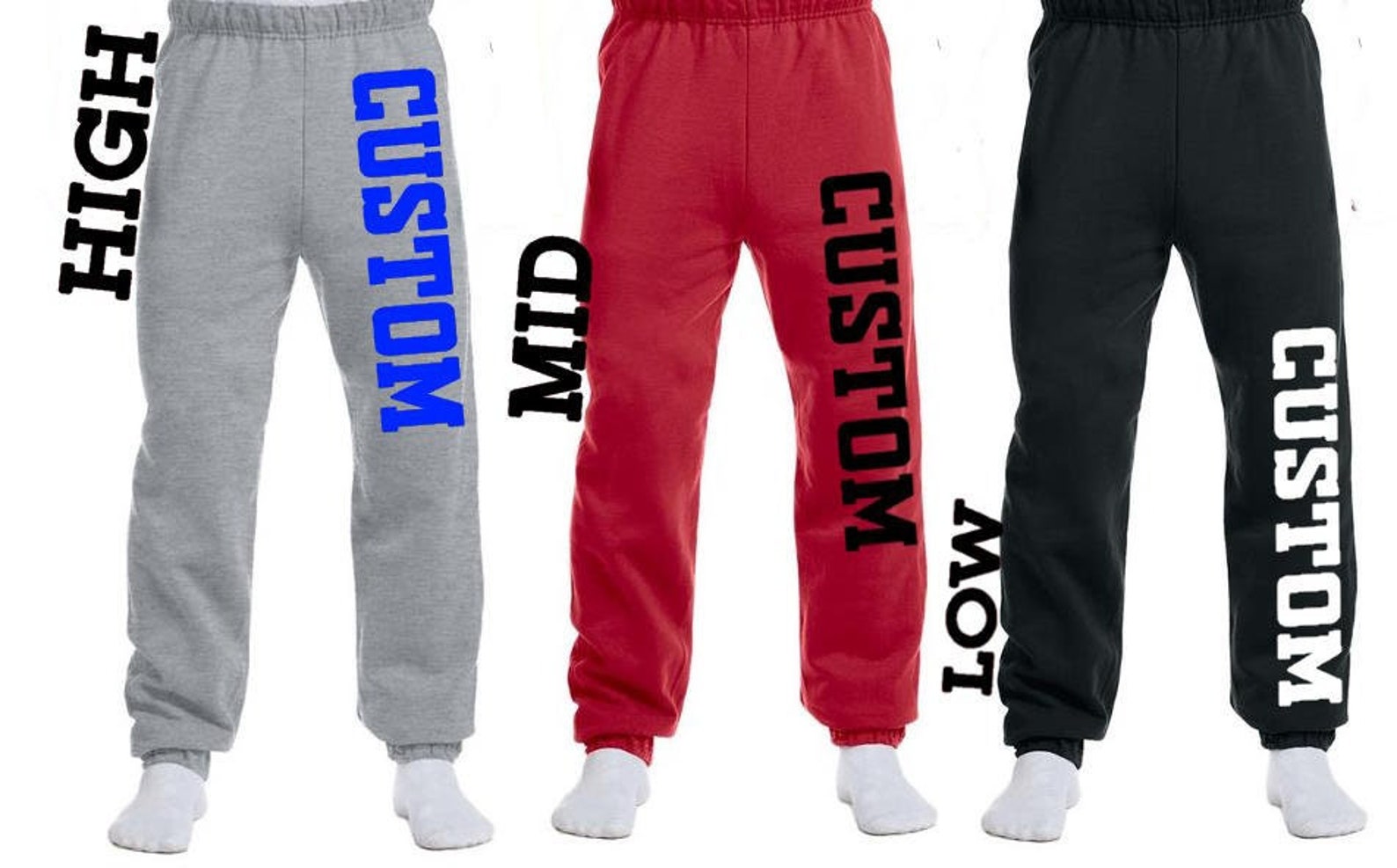 Custom College Sweatpants, Team Athlete Your Gym Design Pants, Logo ...