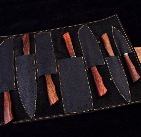 7-piece Kitchen Knife Set With Damascus Pattern Japanese