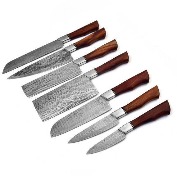 #005 7本 ピースナイフセット 7-piece Kitchen Knife Set With Damascus Pattern Japanese