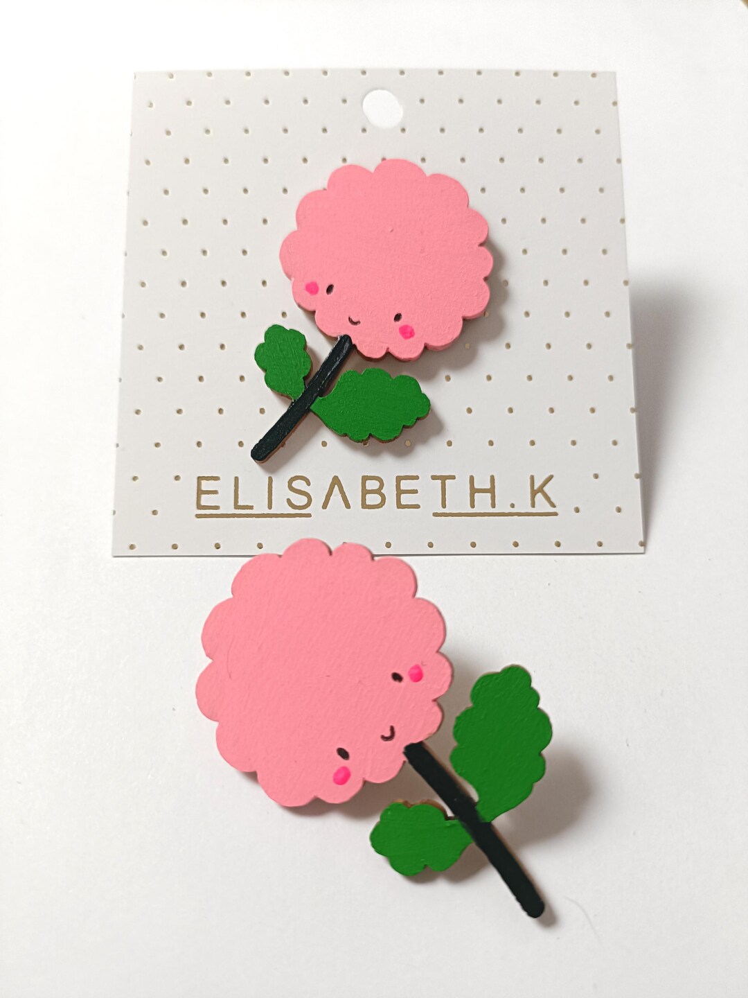 Flower Pin Rolimons Wooden Pompom Flower Pin - Etsy