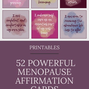 52 Empowering Menopause Affirmation Cards Printable Positive Manifestations Women's Wellness Emotional Balance Digital Download image 6