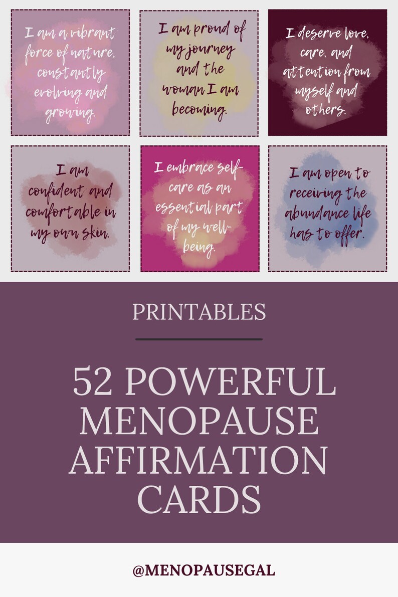52 Empowering Menopause Affirmation Cards Printable Positive Manifestations Women's Wellness Emotional Balance Digital Download image 6