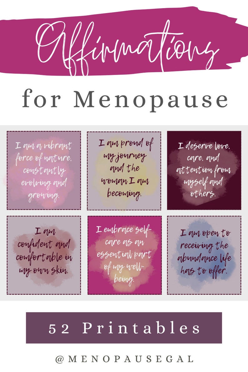 52 Empowering Menopause Affirmation Cards Printable Positive Manifestations Women's Wellness Emotional Balance Digital Download image 5