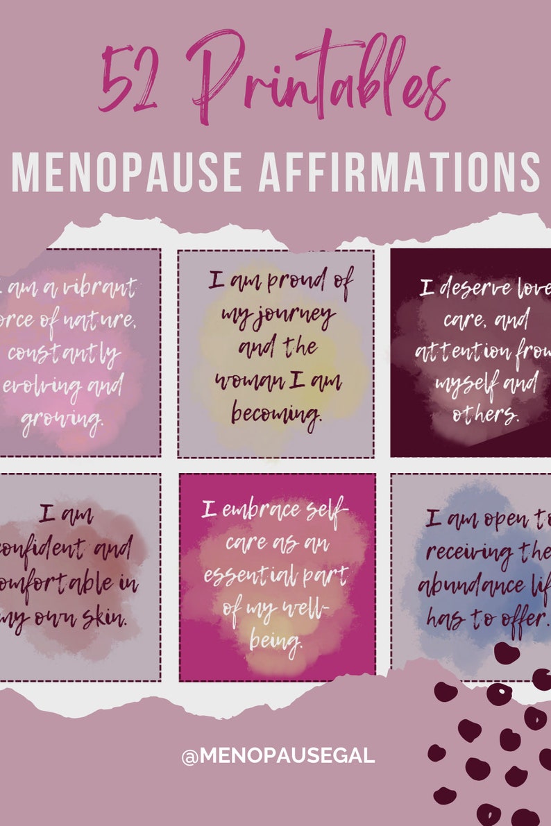 52 Empowering Menopause Affirmation Cards Printable Positive Manifestations Women's Wellness Emotional Balance Digital Download image 10