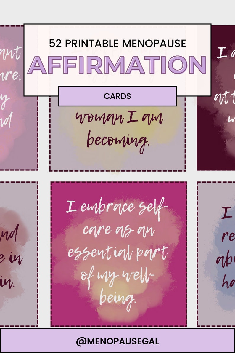 52 Empowering Menopause Affirmation Cards Printable Positive Manifestations Women's Wellness Emotional Balance Digital Download image 7