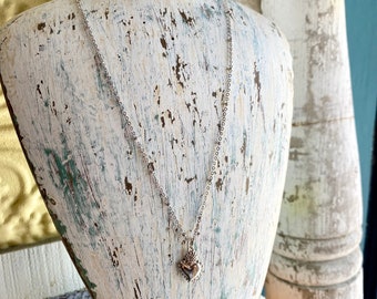 Sacred Heart Charm Necklace ~ Handmade Simple Charm Necklace ~ Silver Necklaces