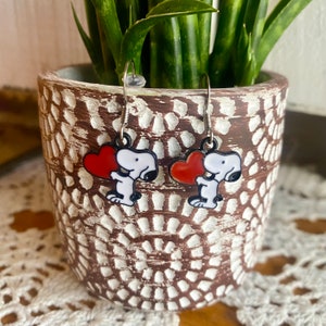 Cute Cartoon Dog/Puppy Charm Earrings ~ Handmade Charm Earring ~ Black Charm w/ Silver Fishhooks!