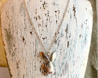 Silver Playboy Bunny Charm Necklace