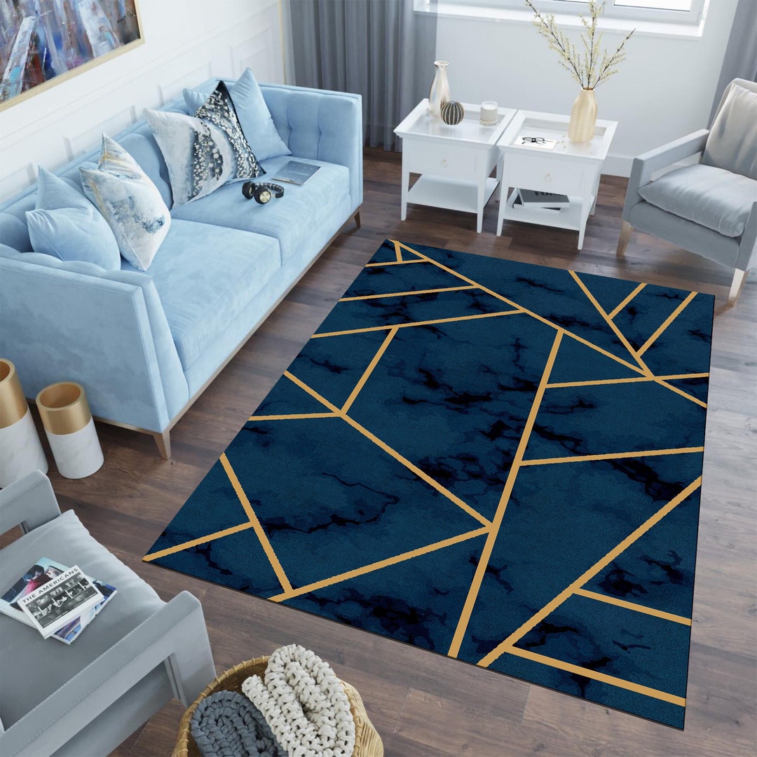 Blue Marble Rug Pattern Marble Rug, Blue Marble Rug, Marble Pattern Rug, Home Decor Rug, Salon ...