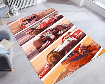 Racetapijt, F1-tapijt, autotapijt, opstapkleed, kinderkamertapijt, karpet, populair tapijt, minimalistisch tapijt, op maat gemaakt tapijt, gameroomtapijt, cadeau autoliefhebber