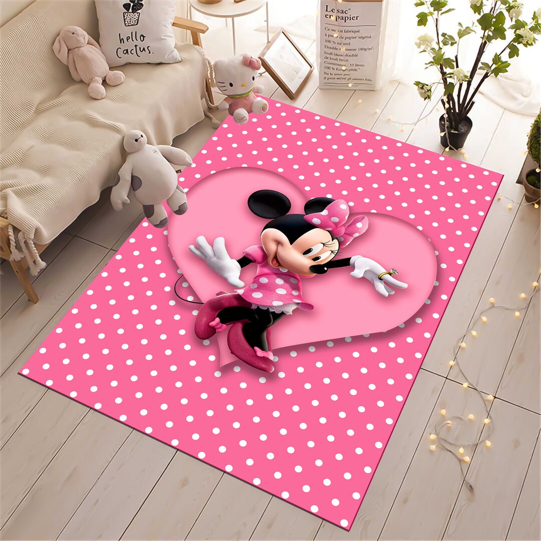 Minnie Mouse Rug, Cute Rug, Pink Rug, Kids Room Rug,baby Room Decor ...